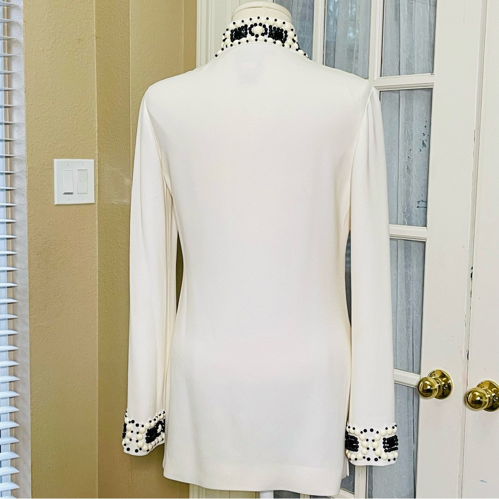 TORY BURCH Ivory Heavily Beaded Tunic Top sz 6 - Picture 4 of 13